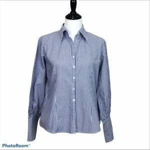 Harve Benard long sleeve striped collared button blouse